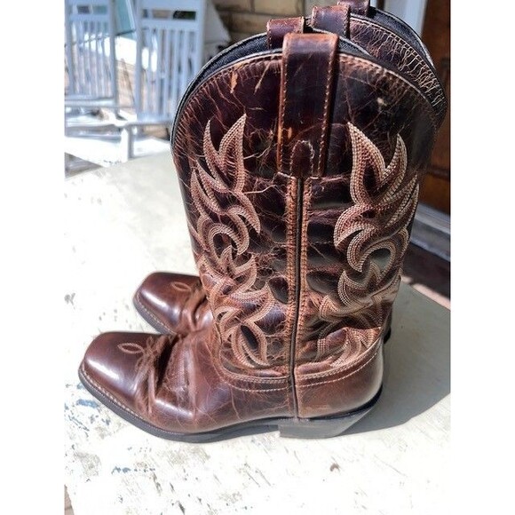 Laredo Breakout Mn’s Sz 9D Western Cowboy Boots Distressed Leather Square Toe main image 10